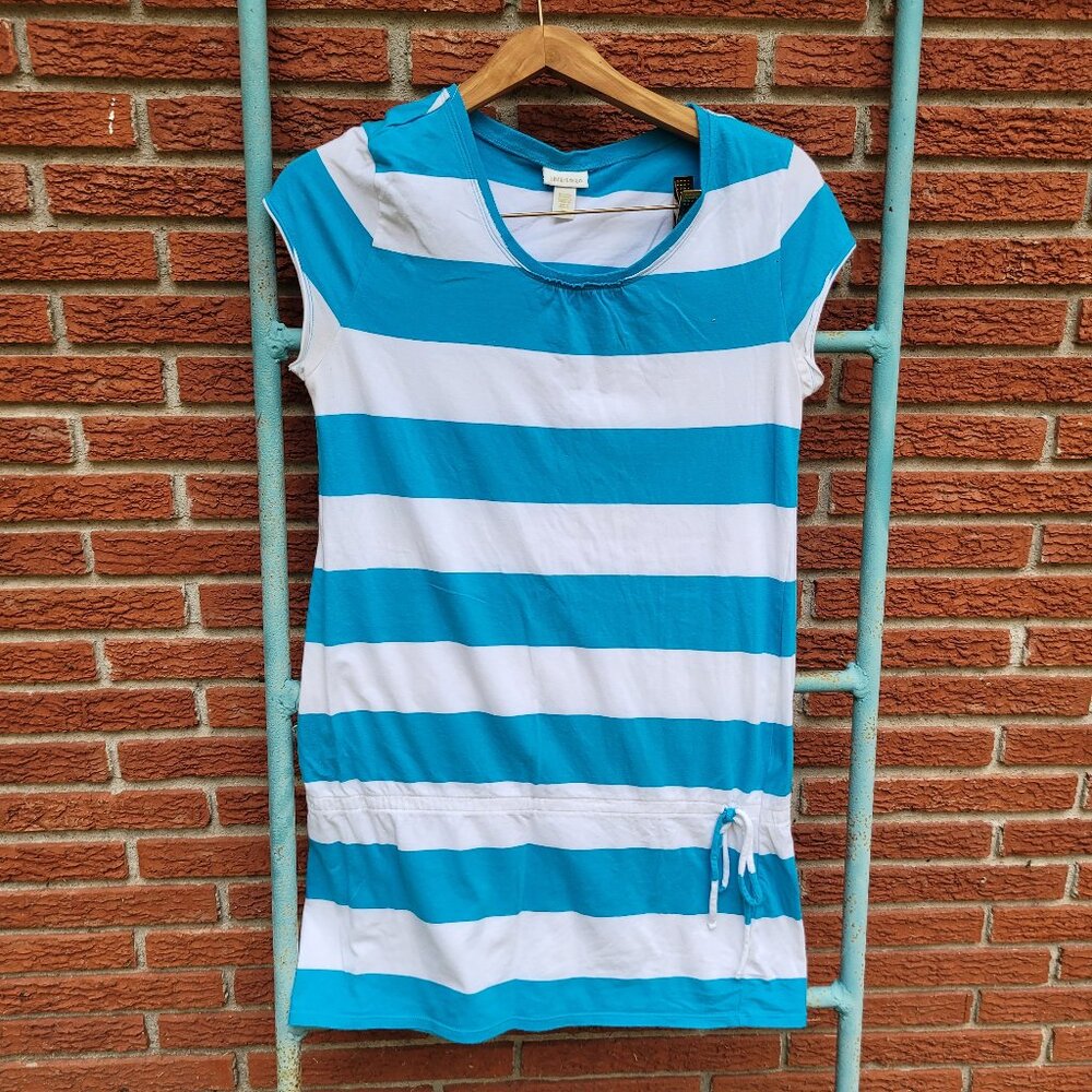 Vintage Y2K Blue and White Striped Tunic Top Limited Too Brand